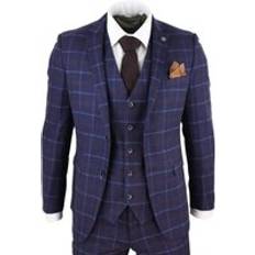 Clothing Paul Andrew Piece Wool Check Retro Suit Navy 40R