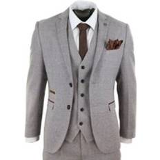 Paul Andrew Mens Piece Cream Tweed Check Vintage Retro Suit