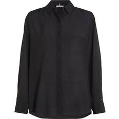 Tommy Hilfiger Black Blouses Tommy Hilfiger Metal Flag Crepe Regular Fit Shirt BLACK