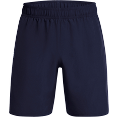 Blue - Men Shorts Under Armour Men's Tech Woven Wordmark Shorts Midnight Navy White Blue