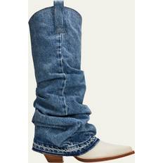 R13 Denim Sleeve Cowboy Boots