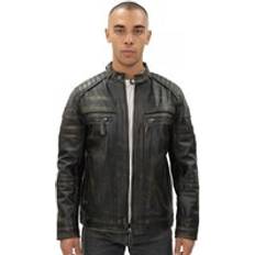 Clothing Infinity Leather Leather Biker Jacket-Naples Black