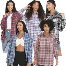 Clothing Brave Soul 'Shana' Long Sleeve Check Flannel Shirt Blue