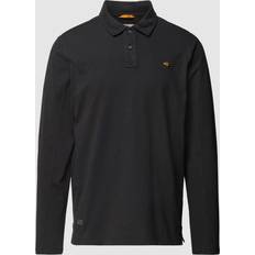 Camel Active Poloshirt, Langarm, Baumwolle, für Herren, schwarz