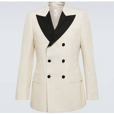 Gucci Men Blazers Gucci Double-breasted wool and mohair suit jacket white