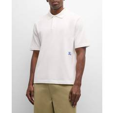 Burberry Herre Polotrøjer Burberry Logo Broderet Polo Shirt - Hvid