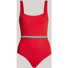 XL Swimsuits Tommy Hilfiger Global Stripe Square Neck One-Piece Swimsuit PRIMARY RED