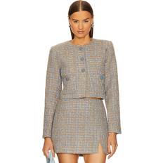 ASTR The Label Women's Lyssa Cropped Tweed Blue Taupe Silver