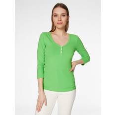 Tommy Hilfiger L Blouses Tommy Hilfiger Slim Rib Long Sleeve T-Shirt - Green/Spring Lime