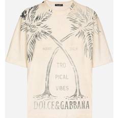 Dolce & Gabbana Beige T-shirts Dolce & Gabbana Beige Printed T-Shirt