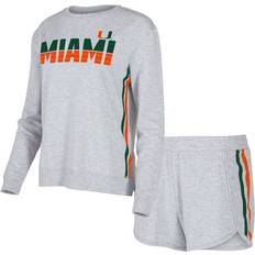 Concepts Sport Women's Gray Miami Hurricanes Cedar Tri-Blend Long Sleeve T-shirt and Sleep Set Gray