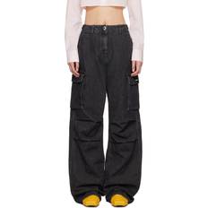 Coperni Black Faded Denim Cargo Pants WABK Washed Black