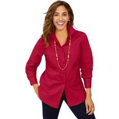 Jessica London Clothing Jessica London Plus Women's Stretch Poplin Shirt in Classic Red Size W Button Down Blouse