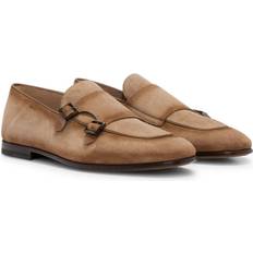 Monniken BOSS Suede monk shoes with double strap and branding