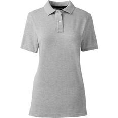 Polo Shirts Lands' End Women's School Uniform Short Sleeve Feminine Fit Mesh Polo Shirt Gray heather