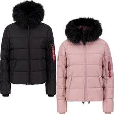 Alpha Industries Damen Hooded Puffer Wmn Winterjacke, Silver Pink