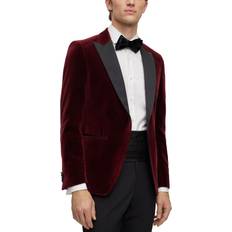 Velvet Outerwear HUGO BOSS Men's Slim-Fit Tuxedo Jacket Dark Red