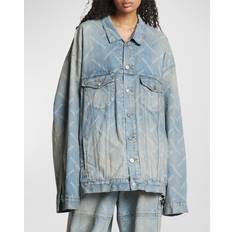 Balenciaga Outerwear Balenciaga Allover Diagonal Logo Oversized Denim Jacket