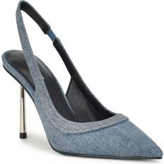 Nine West Textile Heels & Pumps Nine West Denaye Blue Denim High Heels Blue