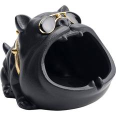 Tlily Ceramic Cartoon Dog Ashtray Household Anti Fly Ash Capacity Cute Dog Cigar Smoking Ashtray Home Decor Gift Black