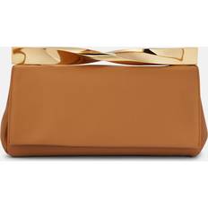 Beige Clutches Aquazzura Twist Leather Clutch - Beige