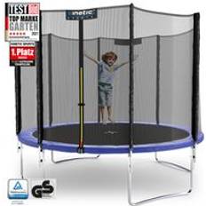 Kinetic KINETIC SPORTS Trampolin Outdoor Ø 305 cm – Kindertrampolin Set mit Netz, Randabdeckung, Sprungtuch aus USA-Mesh – UV-beständig, bis zu 150kg, Blau