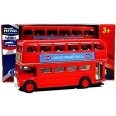 Welly London Double Decker Red Bus Mini Model with Pull Back & Go Action Made of Die Cast Metal and Plastic Parts