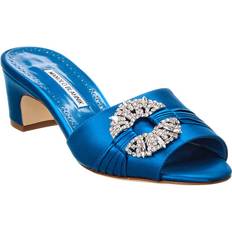 Manolo Blahnik Sko Manolo Blahnik Slip-On Satin Mules Sko - Blå