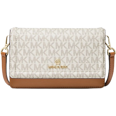 Michael Kors Jet Set Small Logo Smartphone Convertible Crossbody Bag - Vanilla/Acorn