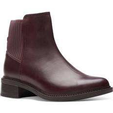 Clarks Women Chelsea Boots Clarks Women's Maye Palm Pull-On Chelsea Booties Bordeaux