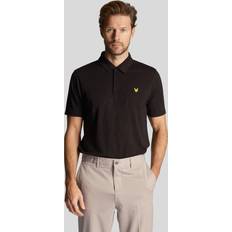 Stof Polotrøjer Lyle & Scott Mens Golf Monogram Jacquard Polo Shirt in Black Jet Black