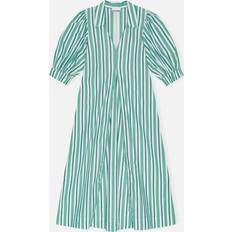 Ganni Vestidos Ganni Striped Organic Cotton Maxi Dress 40/UK Green