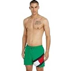 Tommy Hilfiger Green Swimming Trunks Tommy Hilfiger Flag Mid Length Drawstring Slim Swim Shorts OLYMPIC GREEN