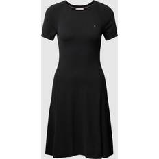 Tommy Hilfiger Black Dresses Tommy Hilfiger Fit And Flare Midi Slim Sweater Dress BLACK