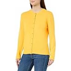 Dame - Gul Trøjer United Colors of Benetton Yellow Crew Neck Cardigan In Pure Merino Wool, XL, Yellow, Women