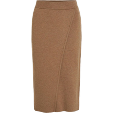 Vila High Waist knit Pencil Skirt - Toasted Coconut