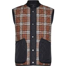Ternede Veste Burberry Quiltet Snap-Up Vest med Kontrastlommer Multicolor