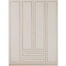 Gold Clothing Storage EVUHOME Marie Gold/White Wardrobe 140x210cm