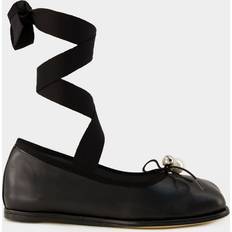 Suede - Woman Ballerinas Simone Rocha Black Heart Toe Ribbon Bow Ballerina Flats Black/Pearl IT