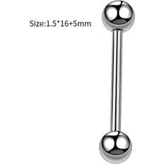 1Pc 16mm Surgical Steel Tongue Rings Nipple Straight Barbells Surgical Steel Tongue Lip Stud Bar Tragus Body Piercing Jewelry Multicoloured