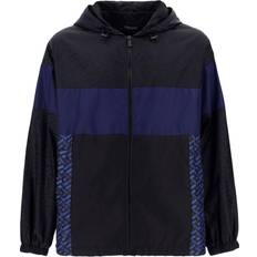 Versace Overtøj Versace Hættet Windbreaker Jakke Med Logo Detalje - Blå