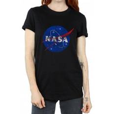 Boyfriend Camisetas Nasa Insignia Distressed Logo Cotton Boyfriend T-Shirt White