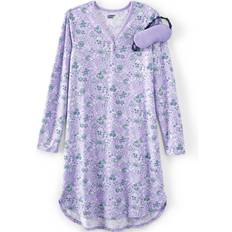 Lands' End Nightgowns Lands' End Women's Cozy Nightgown & Mask Sleep Set, Medium, Purple