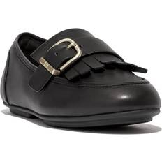 Fitflop Women Loafers Fitflop Women's Allegro Fringe Buckled Leather Loafers Black