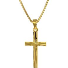 Trendor 75435 Kreuz-Anhänger Gold 585 14K goldplattierte Silber-Kette