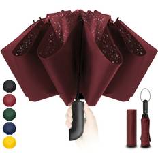Compact Automatic Windproof Inverted Umbrellas 210T Fabric 105cm Span - Red