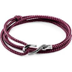 Purple Bracelets Anchor & Crew Aubergine Purple Heysham Silver and Rope Bracelet