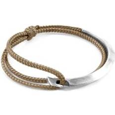 Brown Bracelets Anchor & Crew Sand Brown Hove Silver and Rope Bracelet