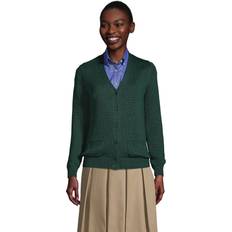 Lands' End XL Cardigans Lands' End Uniform Cotton Modal Button Front Cardigan Evergreen Womens Regular