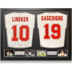 Gary Lineker And Paul Gascoigne Signed England 1990 Football Shirt. Dual Frame